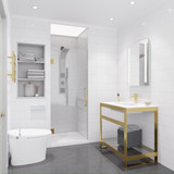Passion Series 30 in. by 72 in. Frameless Hinged Shower Door in Brushed Gold with Handle