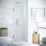 Fellow Series 30 in. by 72 in. Frameless Hinged Shower Door in Chrome with Handle