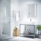 Fellow Series 30 in. by 72 in. Frameless Hinged Shower Door in Chrome with Handle