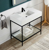 Ventura 36 in. Console Sink in Matte Black with Matte White Counter Top