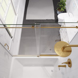 Raymore Series 60 in. x 62 in. Frameless Sliding Tub Door in Brushed Gold