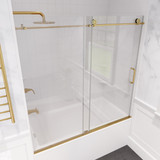 Raymore Series 60 in. x 62 in. Frameless Sliding Tub Door in Brushed Gold
