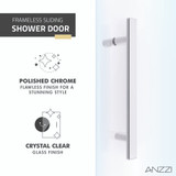 Longboat Series 60 in. x 76 in. Semi-Frameless Shower Door with TSUNAMI GUARD in Polished Chrome
