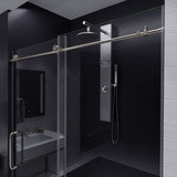 ANZZI Series 60 in. by 76 in. Frameless Sliding Shower Door in Brushed Nickel with Handle