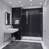 ANZZI Series 60 in. by 76 in. Frameless Sliding Shower Door in Brushed Nickel with Handle