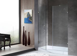 Makata Series 60 in. by 72 in. Frameless Hinged Alcove Shower Door in Polished Chrome with Handle