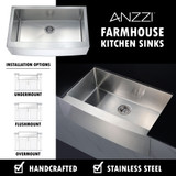 Elysian Farmhouse 36 in. Kitchen Sink with Sails Faucet in Polished Chrome