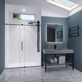 ANZZI Series 60 in. by 76 in. Frameless Sliding Shower Door in Matte Black with Handle