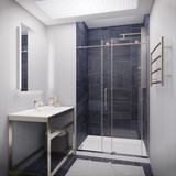 Madam Series 48 in. by 76 in. Frameless Sliding Shower Door in Brushed Nickel with Handle