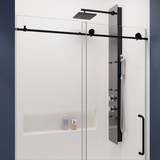 Madam Series 48 in. by 76 in. Frameless Sliding Shower Door in Matte Black with Handle