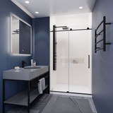 Madam Series 48 in. by 76 in. Frameless Sliding Shower Door in Matte Black with Handle