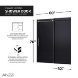 Leon Series 60 in. by 76 in. Frameless Sliding Shower Door in Brushed Nickel with Tinted Glass