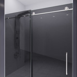 Leon Series 60 in. by 76 in. Frameless Sliding Shower Door in Brushed Nickel with Tinted Glass