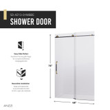 Madam Series 76-in. x 48-in. Frameless Sliding Shower Door in Matte Black/Brushed Gold