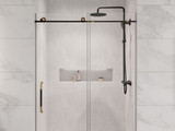 Madam Series 76-in. x 48-in. Frameless Sliding Shower Door in Matte Black/Brushed Gold