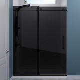 Leon Series 60 in. by 76 in. Frameless Sliding Shower Door in Matte Black with Tinted Glass