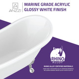 67.32 in. Diamante Slipper-Style Acrylic Claw Foot Tub in White