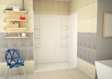 Vasu 60 in. x 36 in. x 74 in. 3-piece DIY Friendly Alcove Shower Surround in White