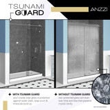 Anzzi 5 ft. Acrylic Right Drain Rectangle Tub in White With 34 in. by 58 in. Frameless Hinged Tub Door in Brushed Nickel