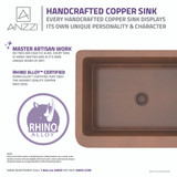 Florina Farmhouse Handmade Copper 30 in. 0-Hole Single Bowl Kitchen Sink with Flower Design Panel in Polished Antique Copper