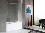 Anzzi 5 ft. Acrylic Right Drain Rectangle Tub in White With 60 in. x 62 in. Frameless Sliding Tub Door in Brushed Nickel