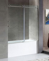 Anzzi 5 ft. Acrylic Right Drain Rectangle Tub in White With 60 in. x 62 in. Frameless Sliding Tub Door in Brushed Nickel