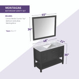 Montaigne 48 in. W x 22 in. D Bathroom Bath Vanity Set in Black with Carrara Marble Top with White Sink
