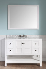 Montaigne 48 in. W x 22 in. D Bathroom Bath Vanity Set in White with Carrara Marble Top with White Sink