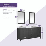 Chateau 72 in. W x 22 in. D Bathroom Vanity Set in Black with Carrara Marble Top with White Sink