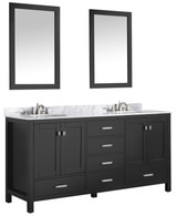 Chateau 72 in. W x 22 in. D Bathroom Vanity Set in Black with Carrara Marble Top with White Sink