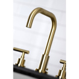 Kingston Brass FSC8933CML Manhattan Widespread Bathroom Faucet with Brass Pop-Up, Brushed Brass