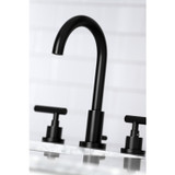 Kingston Brass FSC8920CML Manhattan Widespread Bathroom Faucet with Brass Pop-Up, Matte Black