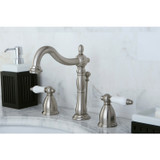 Kingston Brass KB1978PL Heritage Widespread Bathroom Faucet with Plastic Pop-Up, Brushed Nickel