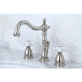 Kingston Brass KB1976PX Heritage Widespread Bathroom Faucet with Brass Pop-Up, Polished Nickel