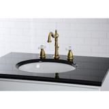 Kingston Brass KB1977PX Heritage Widespread Bathroom Faucet with Brass Pop-Up, Brushed Brass