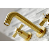 Kingston Brass KS8127ZX Millennium 2-Handle Wall Mount Bathroom Faucet, Brushed Brass