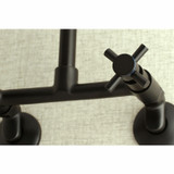 Kingston Brass Concord 8-Inch Adjustable Center Wall Mount Kitchen Faucet, Matte Black