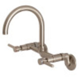 Kingston Brass Concord 8-Inch Adjustable Center Wall Mount Kitchen Faucet, Brushed Nickel