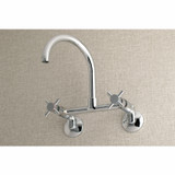 Kingston Brass Concord 8-Inch Adjustable Center Wall Mount Kitchen Faucet, Polished Chrome