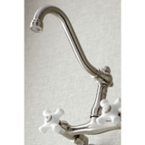 Kingston Brass KS3228PX Vintage 6" Adjustable Center Wall Mount Kitchen Faucet, Brushed Nickel