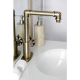 Kingston Brass KSD144RXAB Belknap Single-Handle Bathroom Faucet with Push Pop-Up, Antique Brass