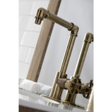 Kingston Brass KSD144RXAB Belknap Single-Handle Bathroom Faucet with Push Pop-Up, Antique Brass