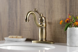 Kingston Brass KB1403BL Victorian Single-Handle Bathroom Faucet with Pop-Up Drain, Antique Brass
