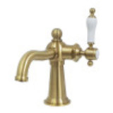 Kingston Brass KS154KLBB Nautical Single-Handle Bathroom Faucet with Push Pop-Up, Brushed Brass