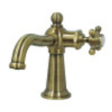 Kingston Brass KS154BXAB Nautical Single-Handle Bathroom Faucet with Push Pop-Up, Antique Brass