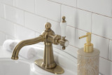 Kingston Brass KSD154KLAB Nautical Single-Handle Bathroom Faucet with Push Pop-Up, Antique Brass