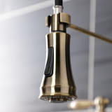 Gourmetier GS1273AL Heritage Two-Handle Deck-Mount Pull-Down Sprayer Kitchen Faucet, Antique Brass