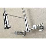 Gourmetier GS8181DL Concord 2-Handle Wall Mount Pull-Down Kitchen Faucet, Polished Chrome