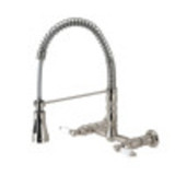 Gourmetier GS1248PL Heritage Two-Handle Wall-Mount Pull-Down Sprayer Kitchen Faucet, Brushed Nickel