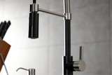 Gourmetier LS8779CTL Continental Single-Handle Pre-Rinse Kitchen Faucet, Matte Black/Brushed Nickel